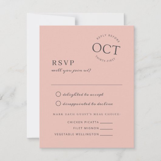 Moderne Datum Seal Blush Roze Bruiloft RSVP Save The Date (Voorkant)