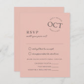Moderne Datum Seal Blush Roze Bruiloft RSVP Save The Date (Voorkant / Achterkant)