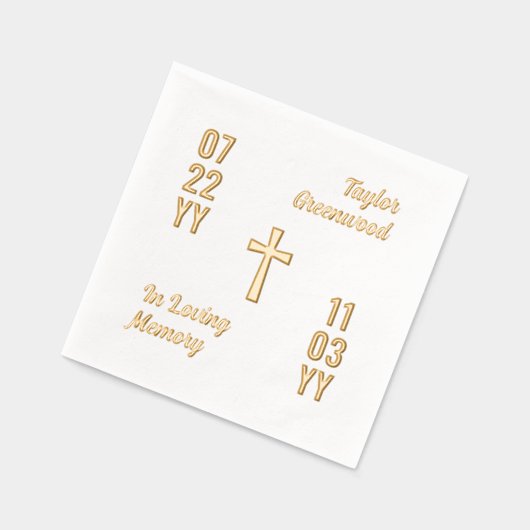 Moderne datums & kruisnaam in liefdevol geheugen folie servetten (Links)