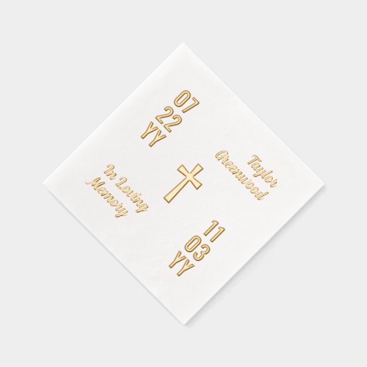 Moderne datums & kruisnaam in liefdevol geheugen folie servetten (Rechts)
