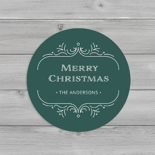 Moderne deco   Elegante groene vrolijke kerst Ronde Sticker