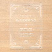 Moderne deco | Elegante witte Lijst bruiloft Acryl Uitnodigingen (Voorkant)