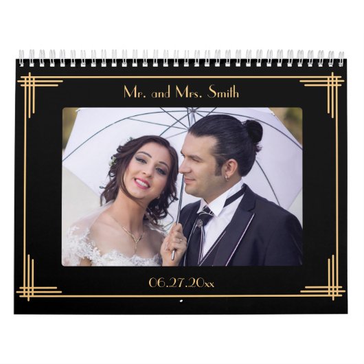 Moderne Deco Huwelijksfotokalender Kalender (Hoes)