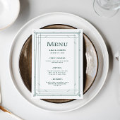 Moderne deco | Licht zilver wit en groen bruiloft Menu