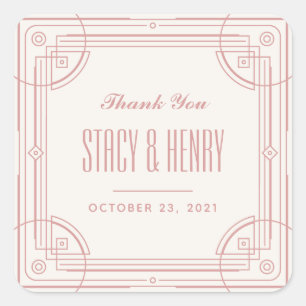 Moderne deco Lijst Wedding Closding Sticker - Roos