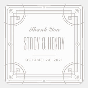 Moderne deco Lijst Wedding Closding Sticker - Wit