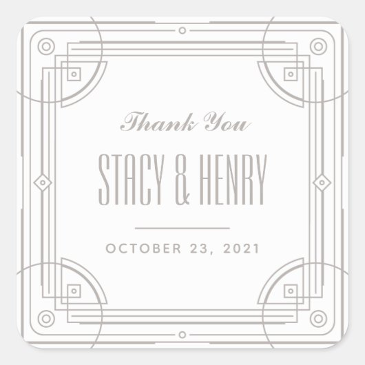 Moderne deco Lijst Wedding Closding Sticker - Wit (Voorkant)