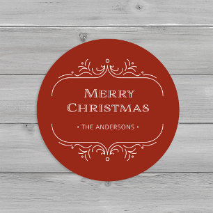 Moderne deco   Rood en Blush Roze Vrolijk Kerstfee Ronde Sticker