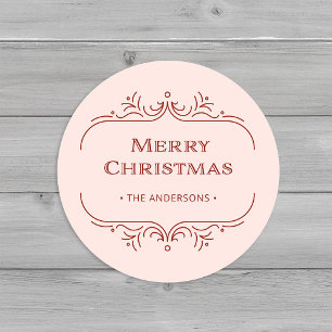 Moderne deco Roze en rood Vrolijk kerstfeest Ronde Sticker