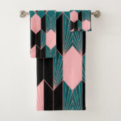 Moderne deco-stijl roze en Blauwgroen Bad Handdoek (Insitu)