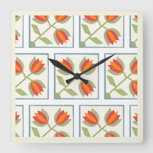 Moderne decoratieve bloemenpatroon vierkante klok