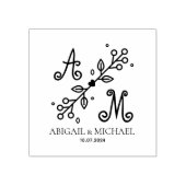 Moderne decoratieve bruiloft monogram 	rubberstempel (Afrduk)