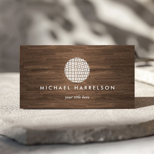 Moderne decoratieve Logo op warme houtnerf Visitekaartje