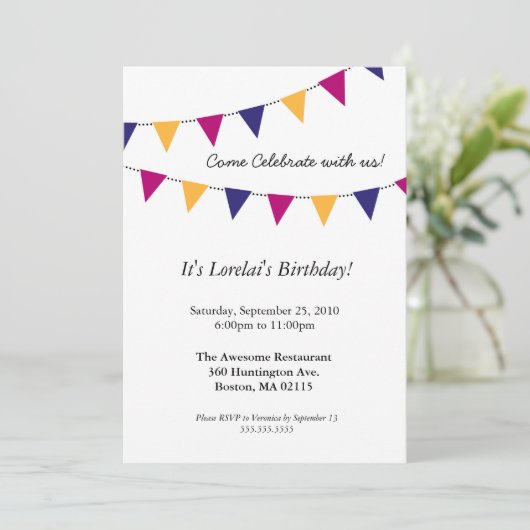 Moderne decoratieve vlaggenuitnodiging kaart (Staand voorkant)