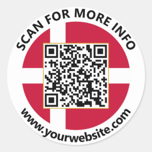 Moderne Deense QR-codestickers, Deense vlag Ronde Sticker