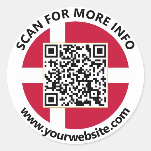 Moderne Deense QR-codestickers, Deense vlag Ronde Sticker (Voorkant)