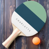 Moderne Deep Blue Drie-Tone met Naam Tafeltennisbatje