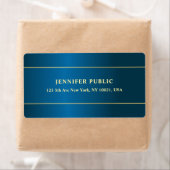 Moderne Deep Blue Gold Text Name Sjabloon Shipping Etiket (Insitu)