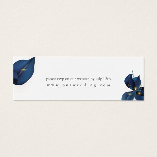 Moderne Deep Indigo Blue Wedding Website RSVP Mini Visitekaartjes (Voorkant)