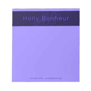 Moderne Deep Purple Kleuren Coole Naam & Monogra Notitieblok