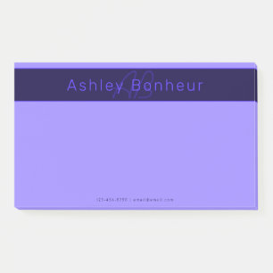 Moderne Deep Purple Kleuren Coole Naam & Monogra Post-it® Notes