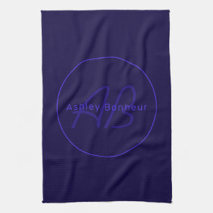 Moderne Deep Purple Kleuren Coole Naam & Monogra Theedoek