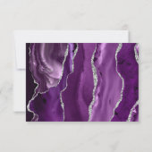 Moderne Deep Purple Zilveren Agaten Trouwkaart RSVP Kaartje (Achterkant)