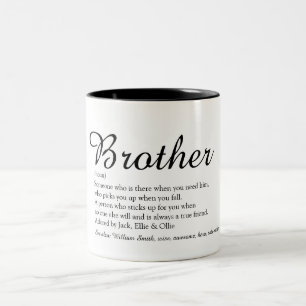 Moderne definitie van een coole broer in zwart-wit tweekleurige koffiemok