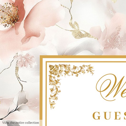 Moderne delicate pastel roze gouden bruiloft gaste gastenboek