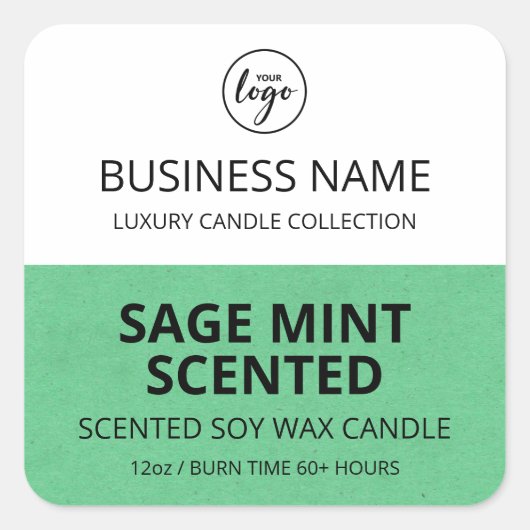 Moderne demi vert Design blanc Soy Étiquette bougi