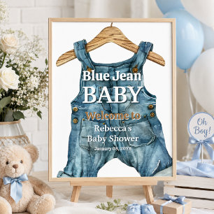 Moderne Denim Blauwe Spijkerbaby Jongens Babyfeest Poster
