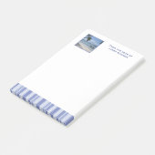 Moderne denim blauwe strepen met aangepaste foto post-it® notes (Schuin)