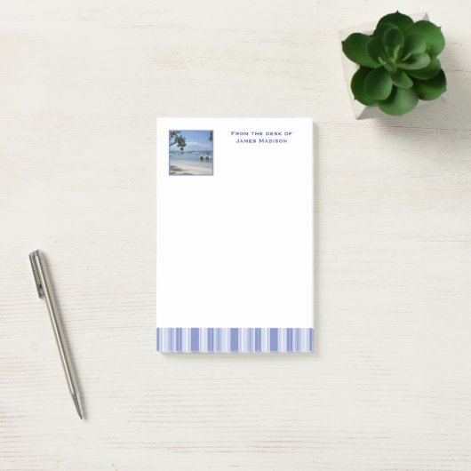 Moderne denim Blue Stripes met aangepaste foto Post-it® Notes (Kantoor)