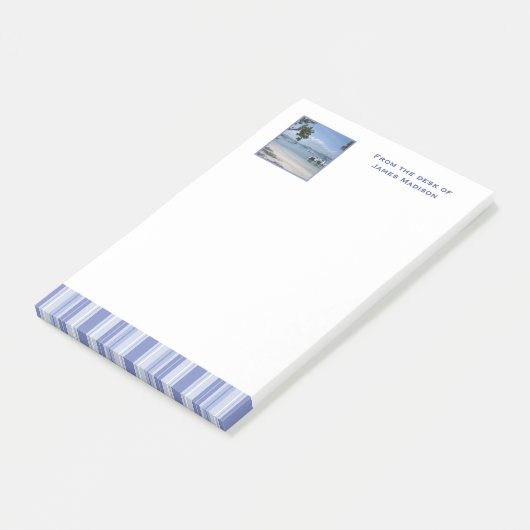 Moderne denim Blue Stripes met aangepaste foto Post-it® Notes (Schuin)