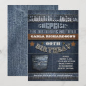 Moderne Denim Surprise verjaardagsfeestje Kaart (Voorkant / Achterkant)