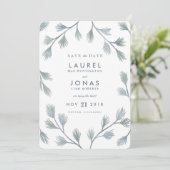 Moderne dennen groene + witte Save the Date Kaarte (Staand voorkant)