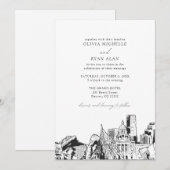 Moderne Denver Skyline zwart & wit bruiloft Kaart (Voorkant / Achterkant)