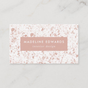 Moderne Désert Blush & White Terrazzo Carte de vis