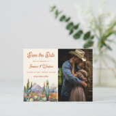 Moderne Desert Cactus Foto Bewaar de Datum Briefkaart (Staand voorkant)