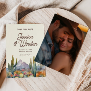 Moderne Desert Cactus Foto Bewaar de Datum Kaart