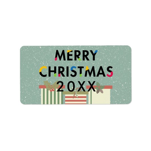 Moderne design, mooie kerstcadeaudozen etiket (Voorkant)