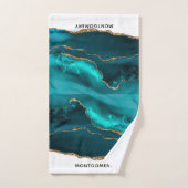 Moderne Design Turquoise Agate & Gold Ribbon sur B (Serviette à main)