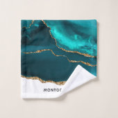 Moderne Design Turquoise Agate & Gold Ribbon sur B (Gant de toilette)