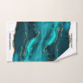 Moderne Design Turquoise Agate & Gold Ribbon sur B (Serviette à main)