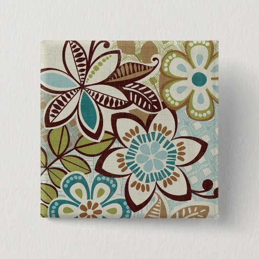 Moderne Design van Floral Vierkante Button 5,1 Cm (Voorkant)