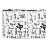 Moderne designberoemde steden met zwarte en witte  kussensloop (Achterkant)