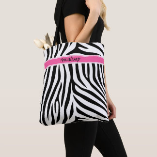 Moderne designer gepersonaliseerde zebra stripe Da Draagtas