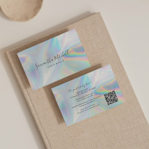 Moderne desktop QR Code Holographic Beautician Sal Visitekaartje
