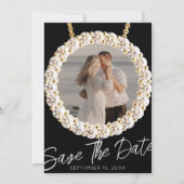 Moderne diamanten trouwfoto save the date kaart (Voorkant)
