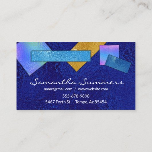 Moderne, dichroomgekleurde glazen kunst Witte kleu Visitekaartje (Achterkant)